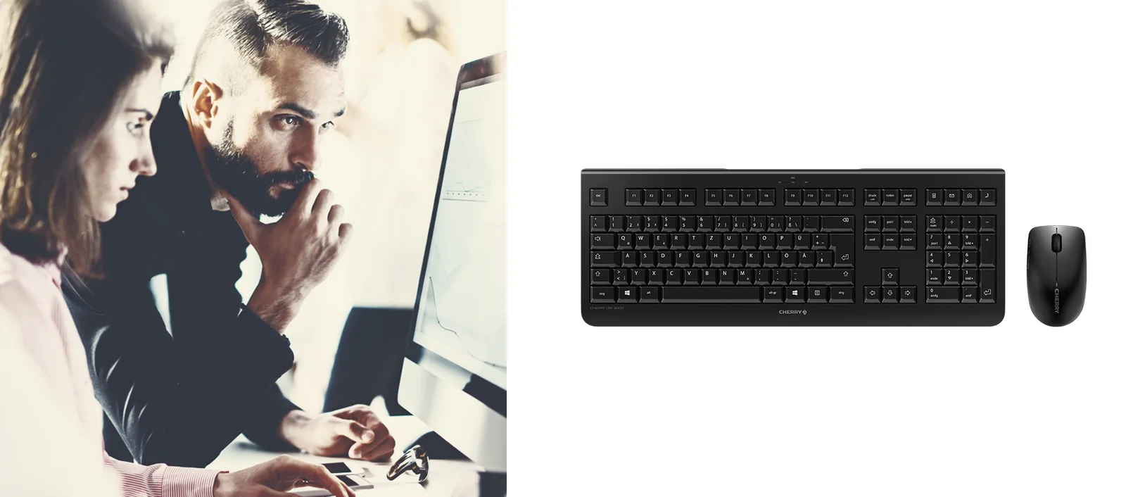 Cherry DW 3000 - Tastatur-und-Maus-Set - kabellos - TL: Deutsch, QWERTZ - grau, Ansicht 4
