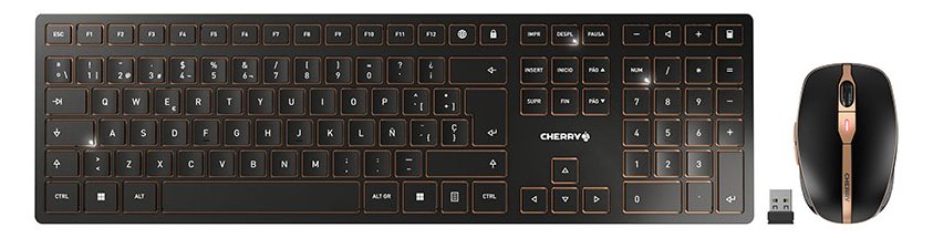 Cherry DW 9100 SLIM - Kabellos - RF Wireless + Bluetooth - Schwarz - Maus enthalten - TL: Spanisch, QWERTY