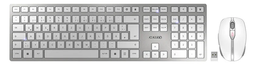 Cherry DW 9100 SLIM - Tastatur-und-Maus-Set - kabellos - TL: Deutsch, QWERTZ - silber, Ansicht 2