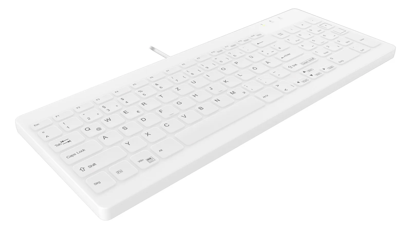Cherry Hygiene Compact Ultraflat Keyboard with NumPad Fully Sealed Watertight USB White - TL: Deutsch, QWERTZ, Ansicht 2
