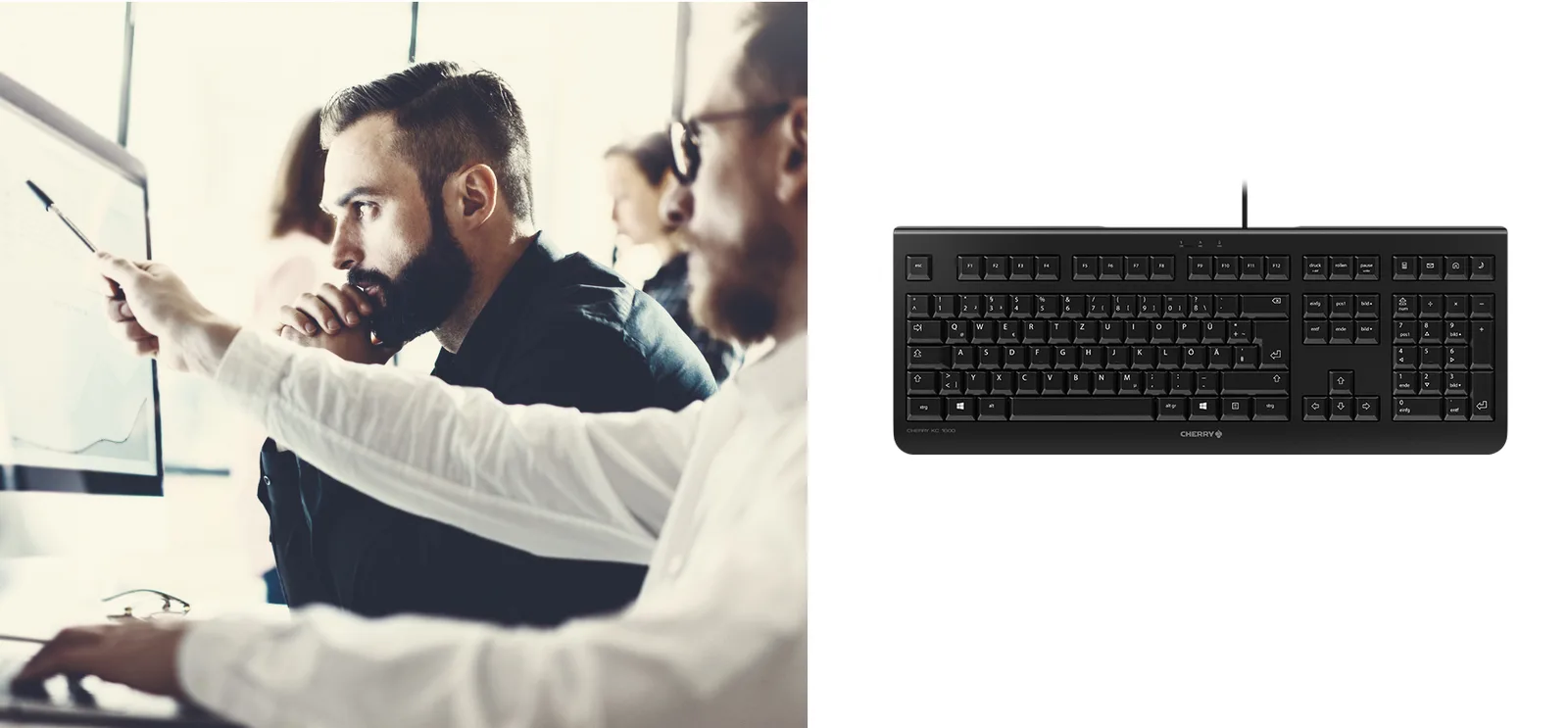 Cherry KC 1000 - Tastatur - Schwarz - TL: Schweiz, QWERTZ - schwarz, Ansicht 2
