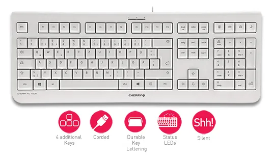 Cherry KC 1000 - Tastatur - Schwarz - TL: Schweiz, QWERTZ - grau, Ansicht 2