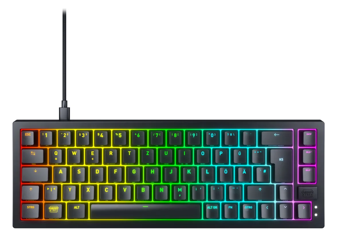 Cherry Keyboard Xtrfy K5V2 RGB Compact Gaming MX2A RED[DE] black+++ kompaktes 65%-Format - TL: Deutsch, QWERTZ, Ansicht 2