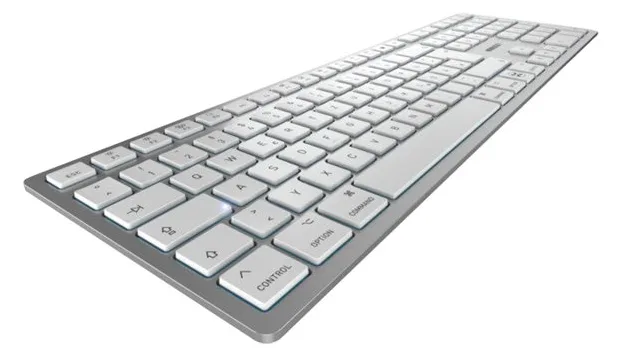 Cherry KW 9100 SLIM - Tastatur - kabellos - 2.4 GHz, Bluetooth 4.0 - TL: Deutsch, QWERTZ - silber, Ansicht 2