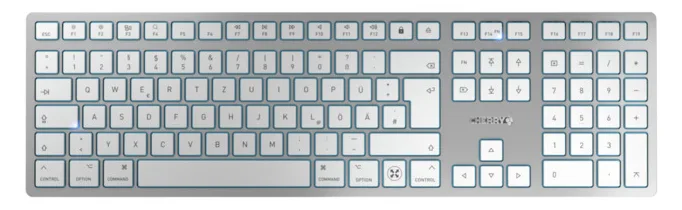 Cherry KW 9100 SLIM - Tastatur - kabellos - 2.4 GHz, Bluetooth 4.0 - TL: Deutsch, QWERTZ - silber, Ansicht 4