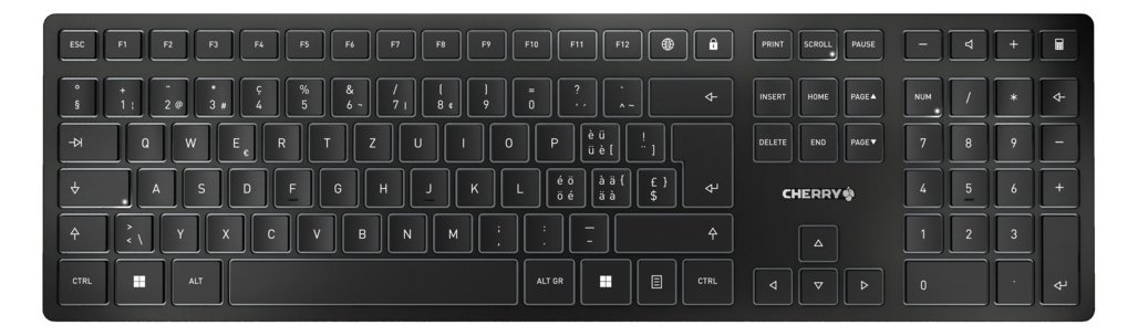 Cherry KW 9100 SLIM - Tastatur - kabellos - 2.4 GHz, Bluetooth 4.0 - TL: Schweiz, QWERTZ