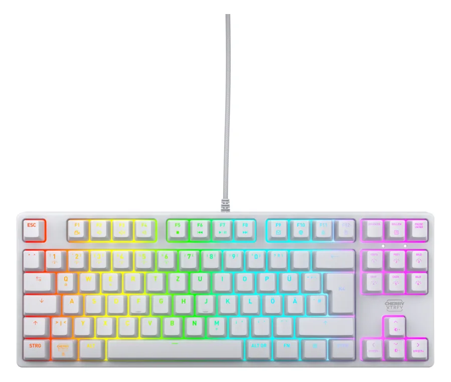 Cherry XTRFY K4V2 - Tastatur - RGB - 80% - TKL - Hintergrundbeleuchtung - USB - weiß - TL: Deutsch, QWERTZ, Ansicht 2