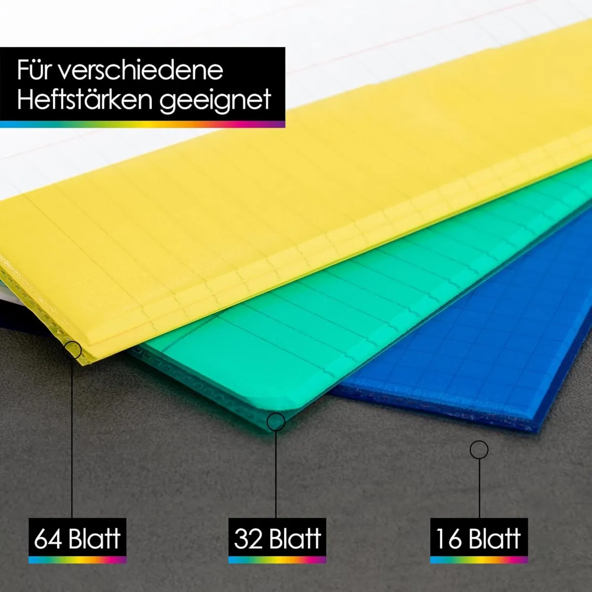 OfficeTree 25x Hefthüllen A4 Bunt - Heftumschläge A4 Bunt - Umschläge Heft - Heftschoner - Heftumschlag - Hefthülle - Umschläge für Schulhefte - Dokumentenecht — Bild 3