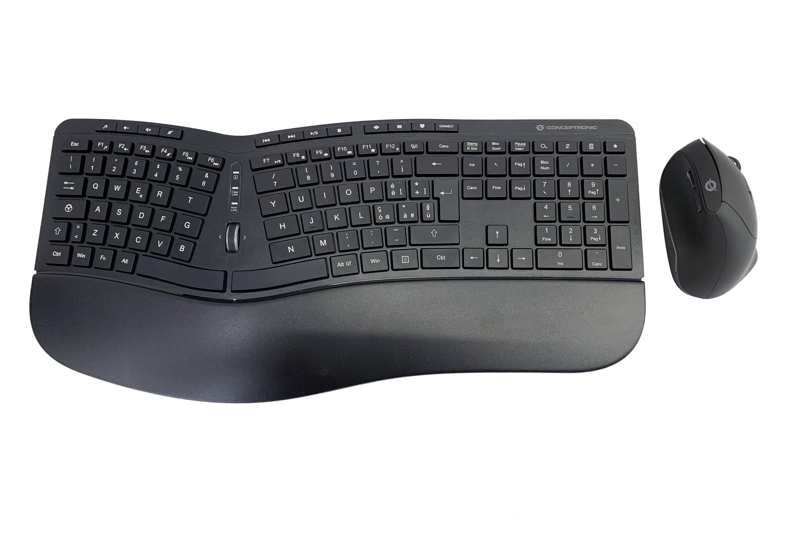 Conceptronic - Volle Größe (100%) - Kabellos - RF Wireless - Schwarz - Maus enthalten - TL: Italienisch, QWERTY von LumaTech