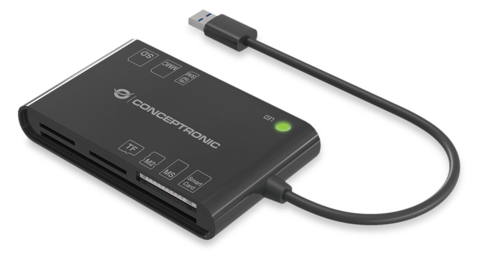 Conceptronic BIAN All-in-One Smart-ID Kartenleser - USB 3.2 Gen 1 (3.1 Gen 1) - Schwarz - 26 g von LumaTech
