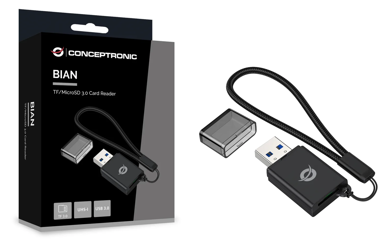 Conceptronic Card USB-A -> Micro SD/TF 3.0 schwarz - Card-Reader - Secure Digital (SD), Ansicht 4