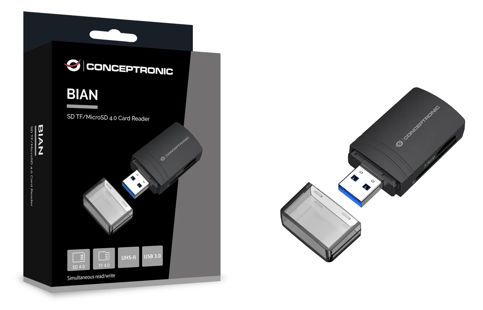 Conceptronic Card USB-A -> Micro SD/TF 4.0 schwarz - Card-Reader - Secure Digital (SD), Ansicht 4