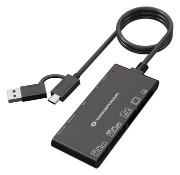 Conceptronic Card USB-A/C->SD/MicroSD/+ schwarz - Card-Reader - CompactFlash (CF Typ 1/CF+) von LumaTech