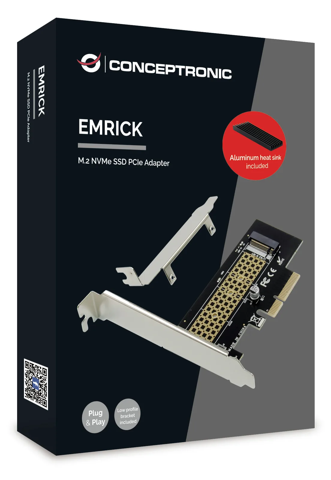 Conceptronic EMRICK M.2-NVMe-SSD-PCIe-Adapter - PCIe - M.2 - PCIe 3.0 - China - Windows 10 - Windows 10 Education, Ansicht 3