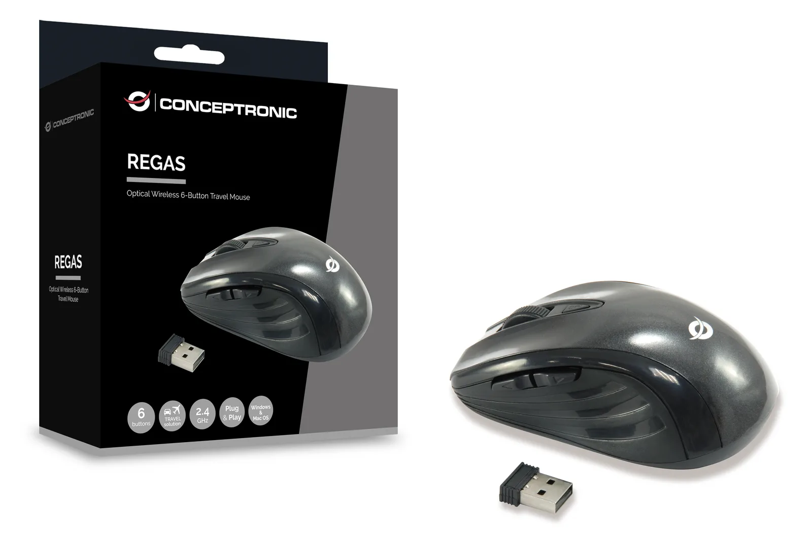 Conceptronic Lounge Collection C08-269 - Maus - optisch - 5 Tasten - kabellos - 2.4 GHz - kabelloser Empfänger (USB), Ansicht 2
