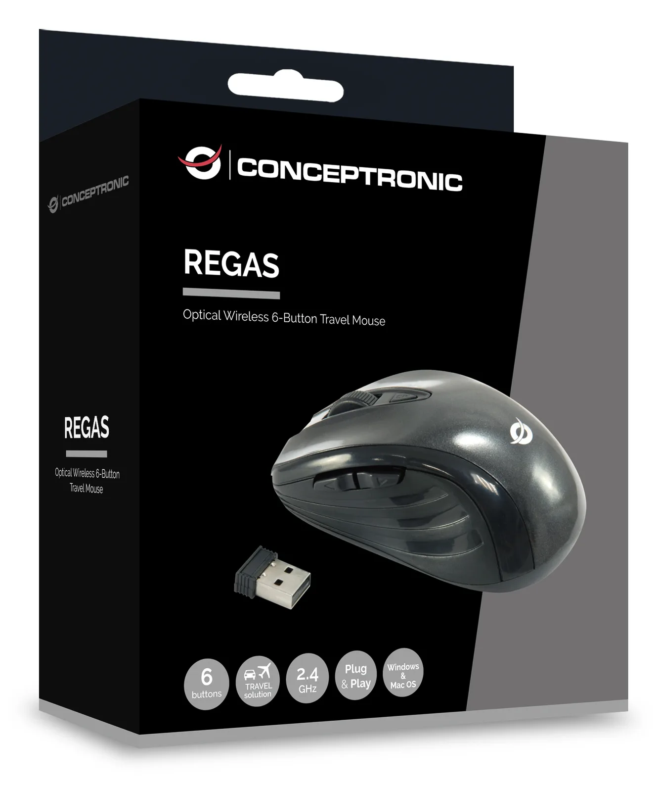 Conceptronic Lounge Collection C08-269 - Maus - optisch - 5 Tasten - kabellos - 2.4 GHz - kabelloser Empfänger (USB), Ansicht 3