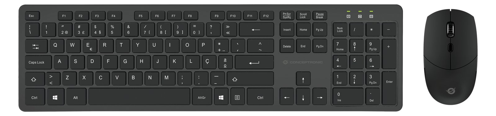 Conceptronic ORAZIO - Tastatur-und-Maus-Set - kabellos - 2.4 GHz - Schwarz - TL: Portugiesisch, QWERTY