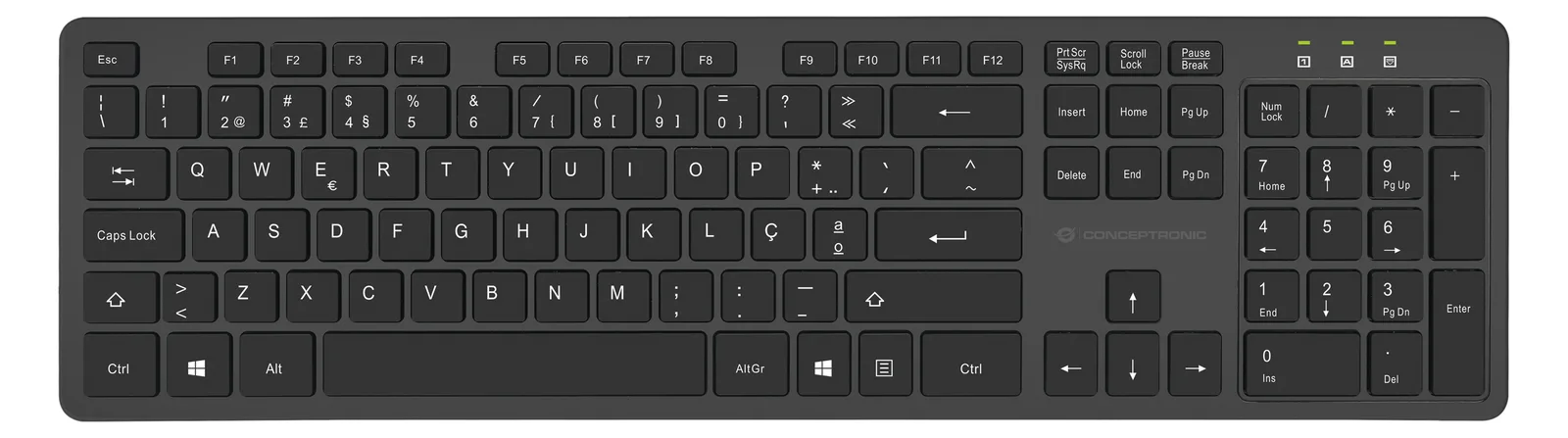 Conceptronic ORAZIO - Tastatur-und-Maus-Set - kabellos - 2.4 GHz - Schwarz - TL: Portugiesisch, QWERTY, Ansicht 2