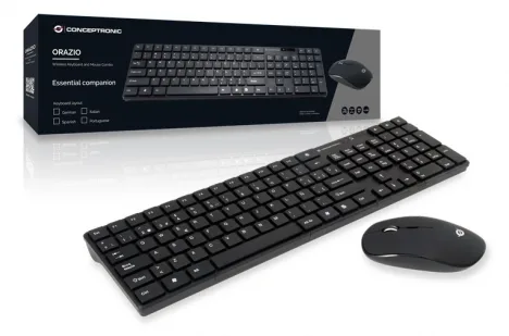 Conceptronic ORAZIO - Tastatur-und-Maus-Set - kabellos - 2.4 GHz - Schwarz - TL: Spanisch, QWERTY, Ansicht 3