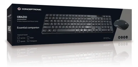 Conceptronic ORAZIO - Tastatur-und-Maus-Set - kabellos - 2.4 GHz - Schwarz - TL: Spanisch, QWERTY, Ansicht 4