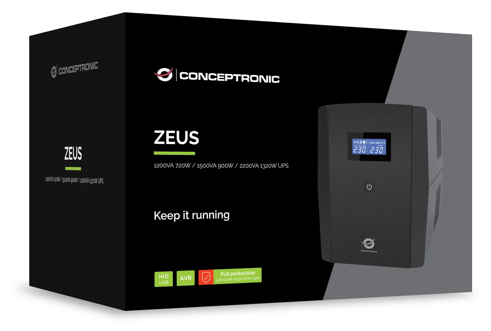 Conceptronic ZEUS USP 4xUK Sockets HID USB RJ45, Ansicht 4