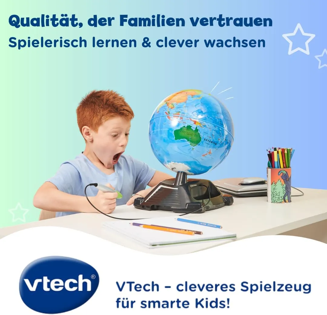 VTech Interaktiver Videoglobus – Weltkugel mit Bildschirm, akustischen und visuellen Lerninhalten (deutsche Version) – Ideal für die Einschulung – Für Kinder ab 7 Jahren — Bild 4