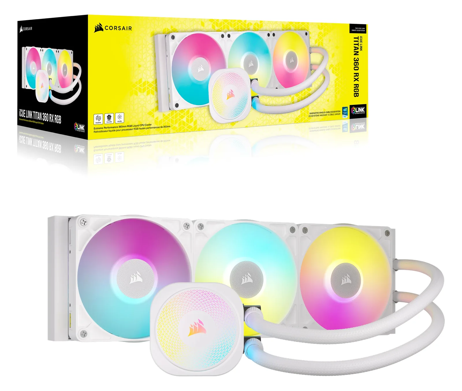 Corsair CPC Corsair AIO iCUE LINK TITAN RX RGB 360 white - CPU-Kühler, Ansicht 3