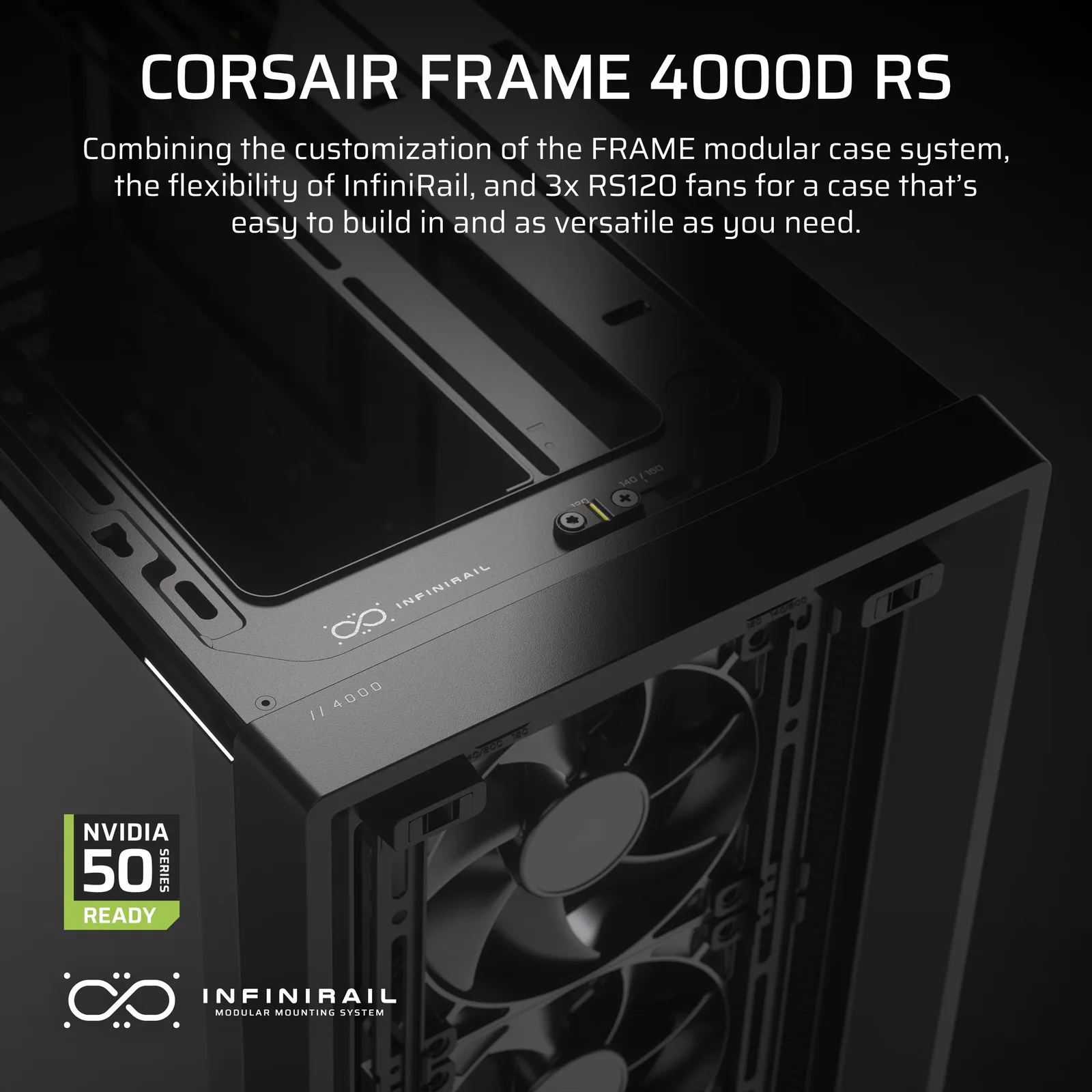 Corsair FRAME 4000D RS - Midi-Tower Gaming - E-ATX - Seitenteil mit Fenster - keine Spannungsversorgung (ATX) - Schwarz, Ansicht 2