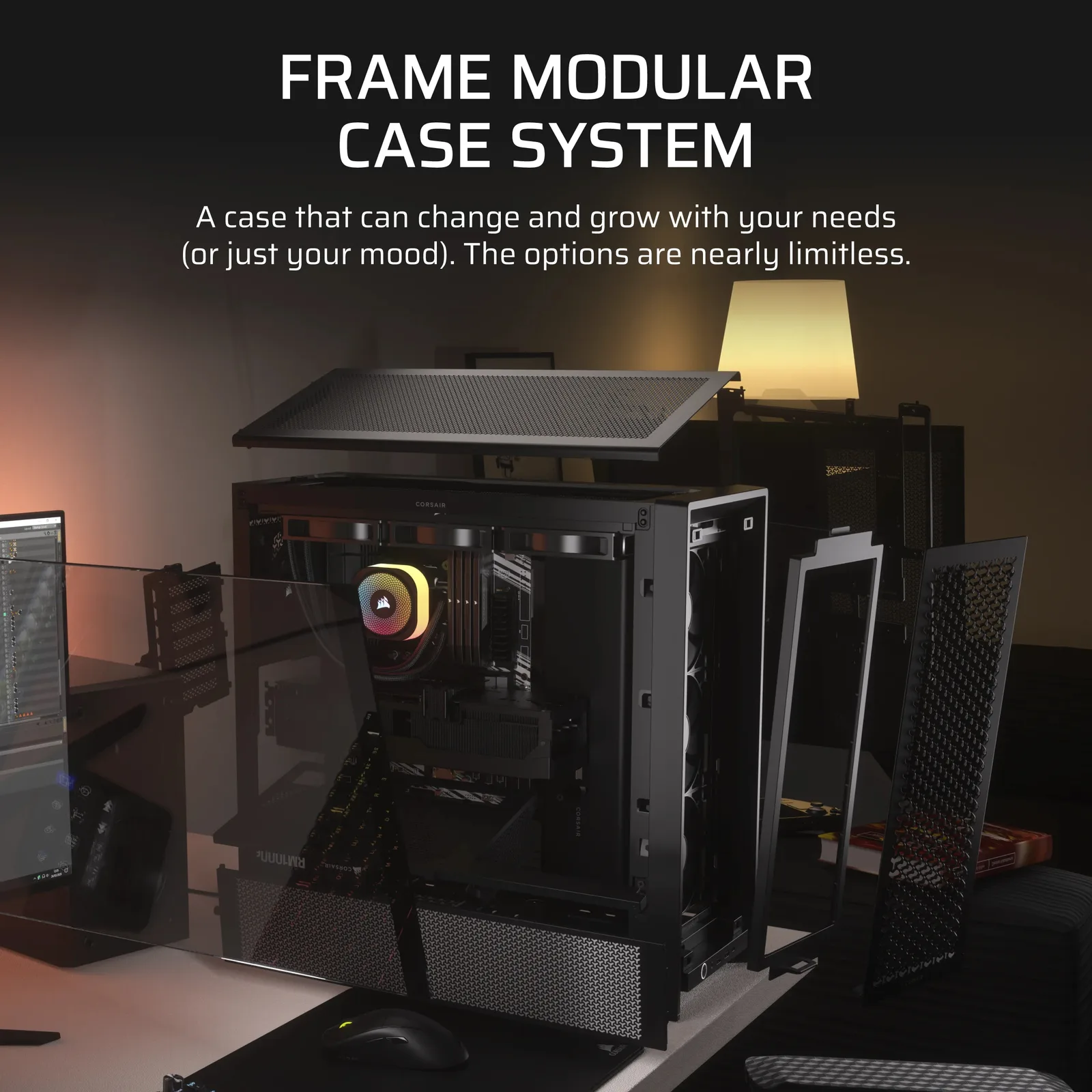 Corsair FRAME 4000D RS - Midi-Tower Gaming - E-ATX - Seitenteil mit Fenster - keine Spannungsversorgung (ATX) - Schwarz, Ansicht 3