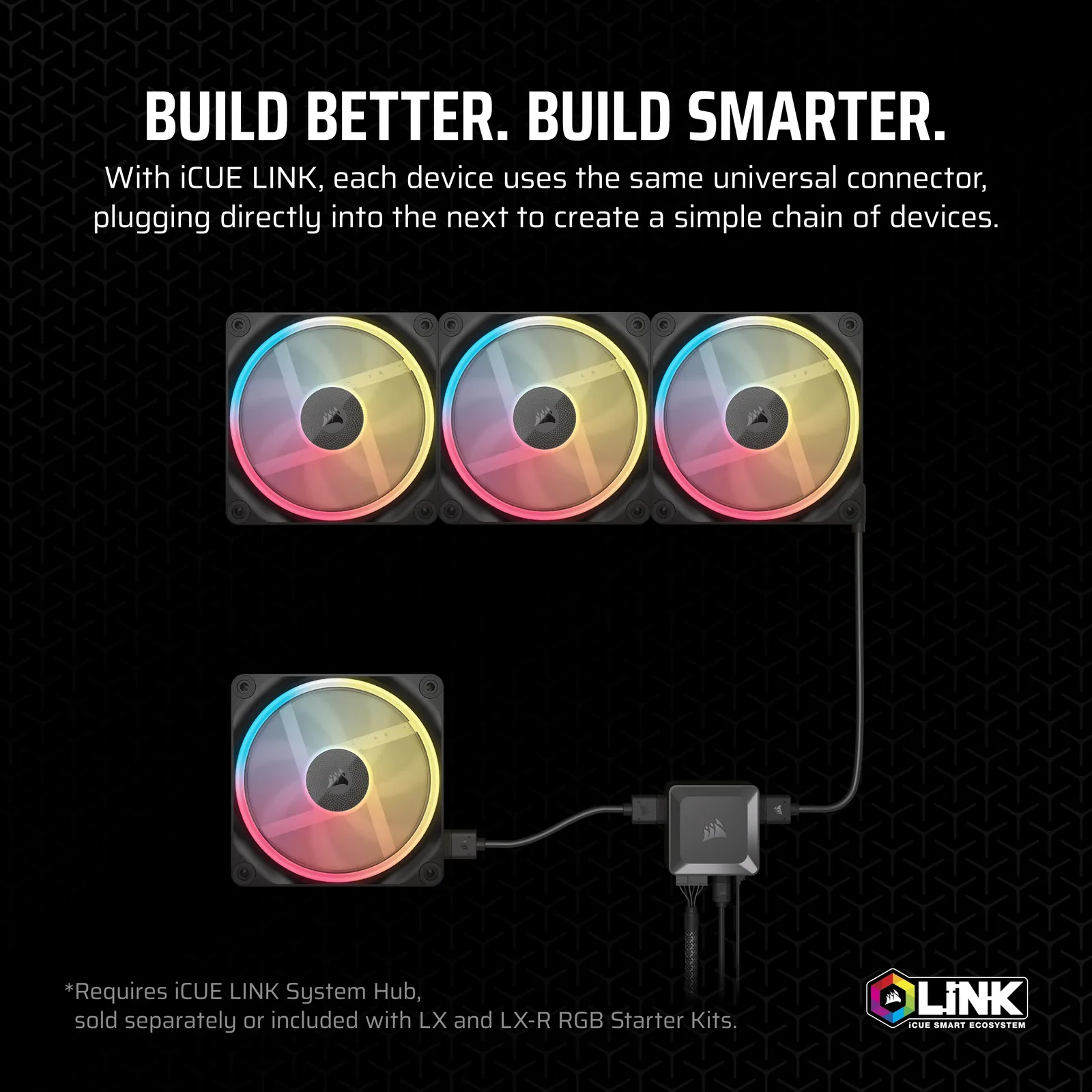 Corsair iCUE LINK LX120-R RGB Reverse schwarz 120 mm, Ansicht 3