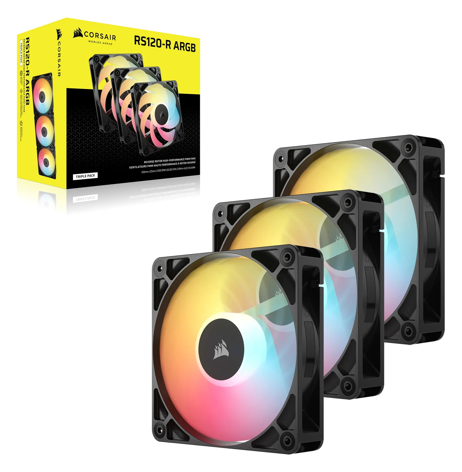 Corsair RS120-R - Gehäuselüfter - invers - 120 mm - Schwarz (Packung mit 3), Ansicht 2