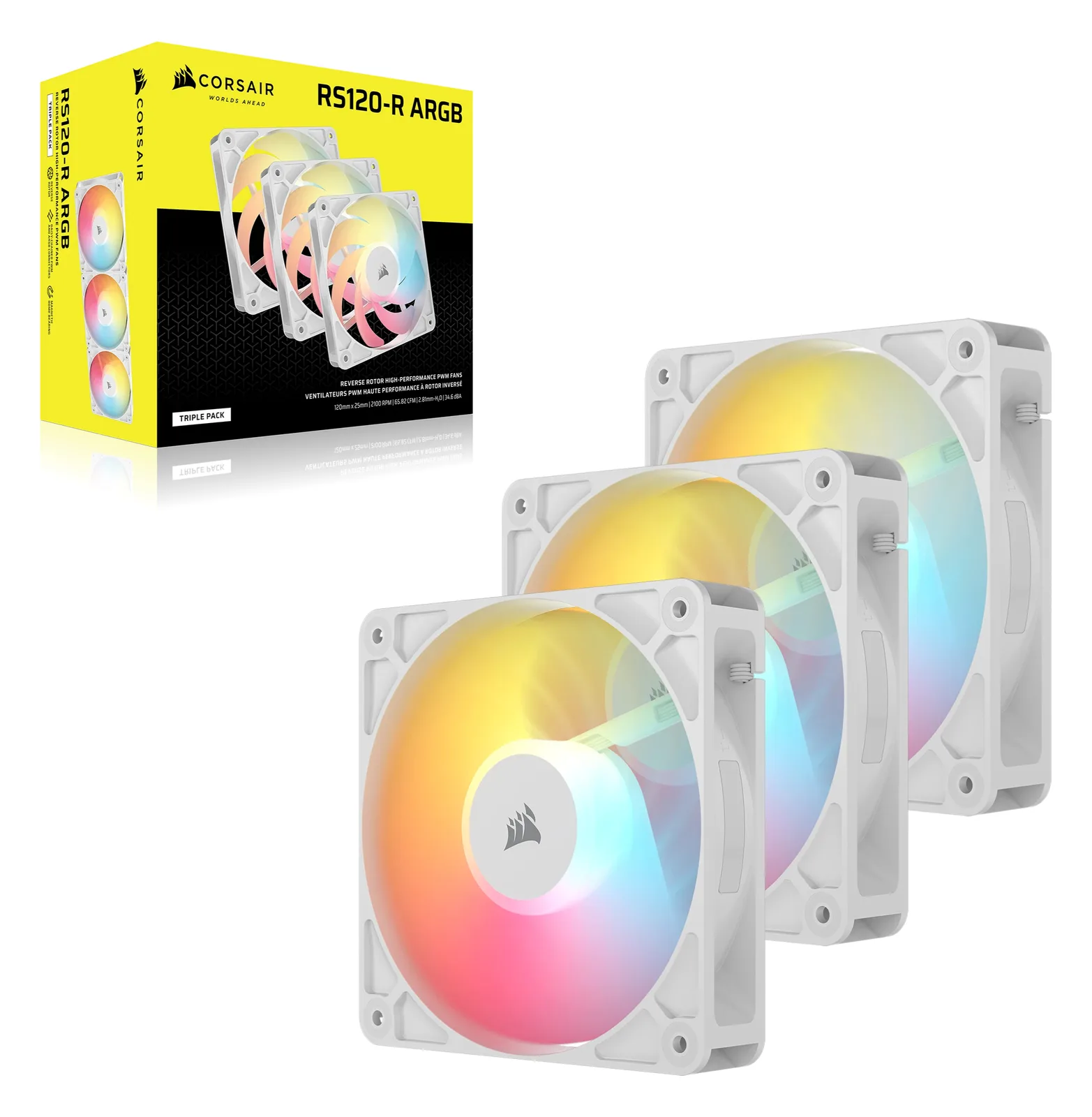 Corsair RS120-R - Gehäuselüfter - invers - 120 mm - weiß (Packung mit 3), Ansicht 4