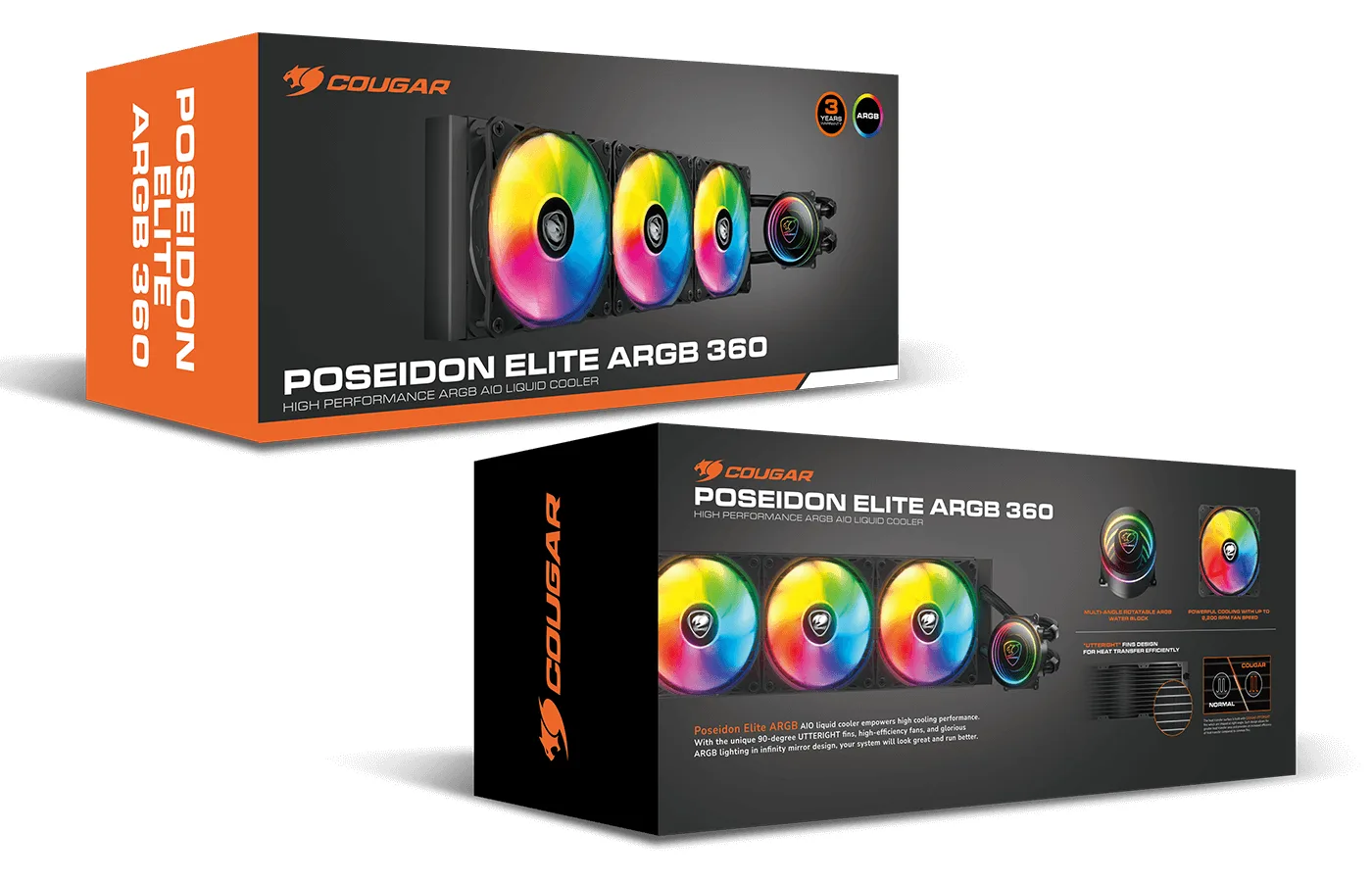 Cougar CPU Wasserkühlung Poseidon Elite 360 ARGB Schwarz - AMD Sockel AM3 (Ph. II/Ath. II) - AMD Sockel AM4 (Ryzen), Ansicht 7