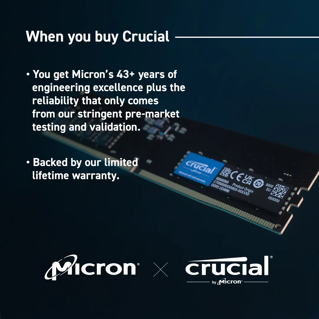 Crucial DDR5 - Modul - 8 GB - DIMM 288-PIN - 5600 MHz, Ansicht 4