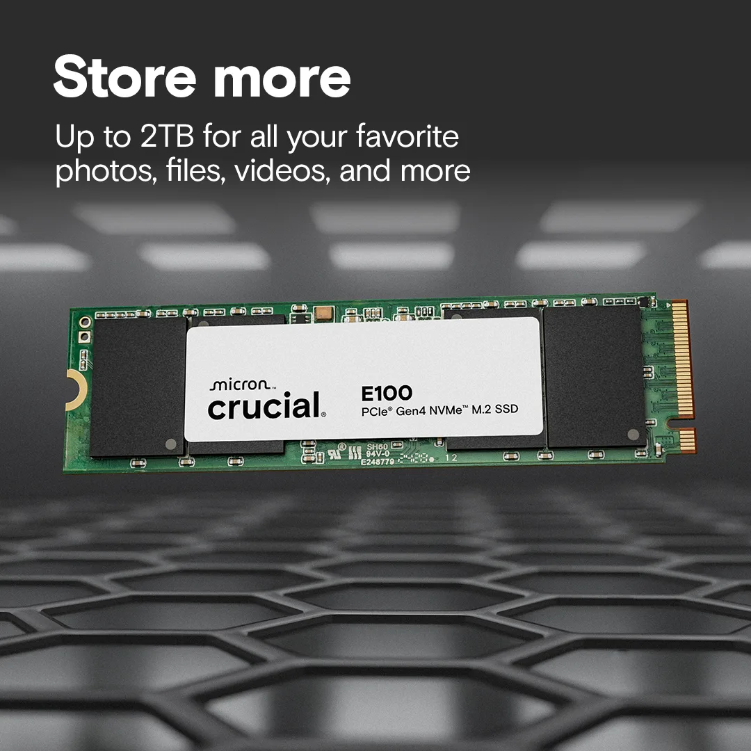Crucial E100 - SSD - 2 TB - intern - M.2 2280 - PCIe 4.0 x4 (NVMe), Ansicht 3