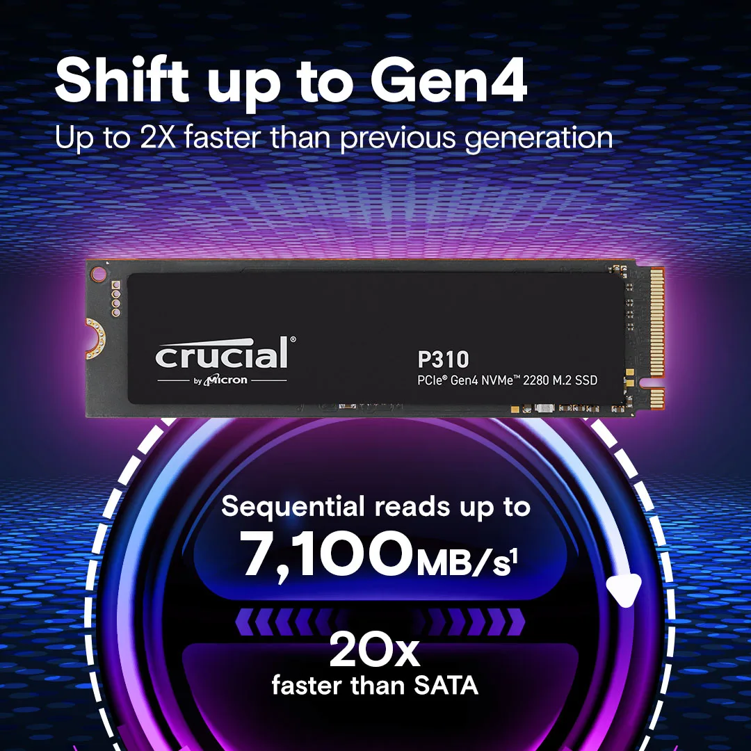 Crucial P310 - SSD - 500 GB - intern - M.2 2280 - PCIe 4.0 x4 (NVMe), Ansicht 2