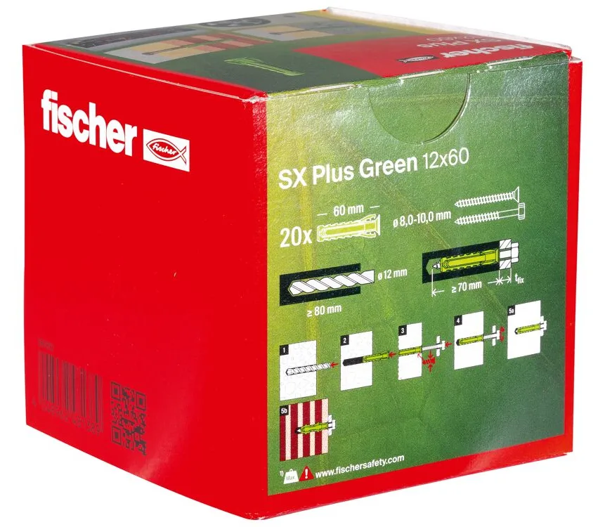 fischer 567812 - Spreizdübel - Autoklaven-Porenbeton - Mauerziegel - Beton - Gipsblock... - Grün - 1,2 cm - 60 mm, Ansicht 3