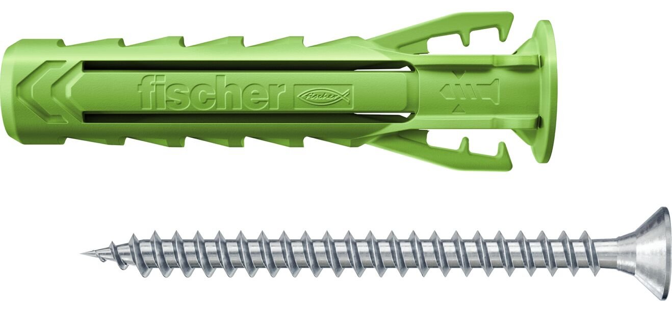 fischer 567813 - Schrauben- & Dübelsatz - Autoklaven-Porenbeton - Mauerziegel - Beton... - Grün - 6 mm - 4,5 cm