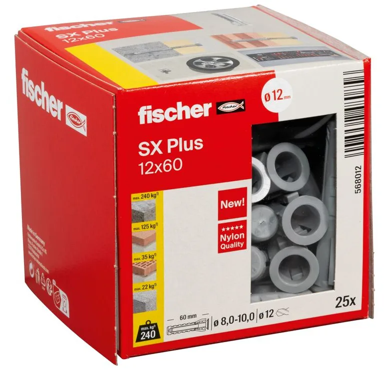 fischer 568012 - Spreizdübel - Autoklaven-Porenbeton - Mauerziegel - Beton... - Nylon - 1,2 cm - 60 mm - 1,2 cm, Ansicht 2
