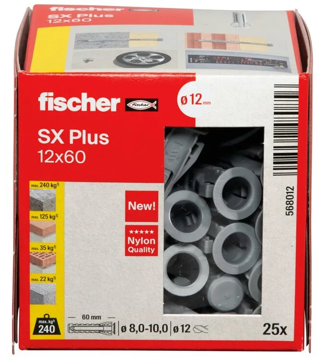 fischer 568012 - Spreizdübel - Autoklaven-Porenbeton - Mauerziegel - Beton... - Nylon - 1,2 cm - 60 mm - 1,2 cm, Ansicht 4