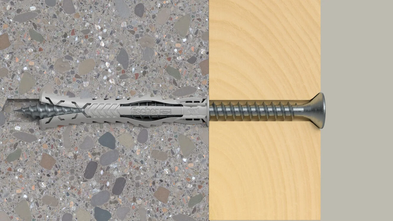 fischer 568108 - Spreizdübel - Autoklaven-Porenbeton - Mauerziegel - Beton - Gipsfaserplatten... - Nylon - Grau - 8 mm, Ansicht 2