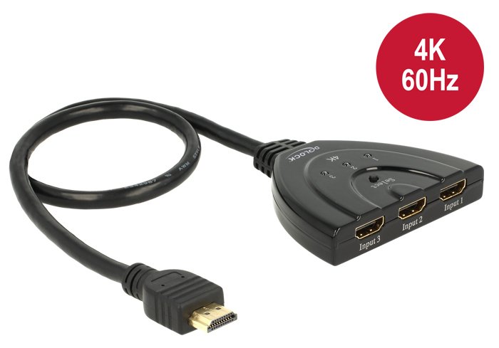 Delock HDMI UHD Switch 3 x HDMI in > 1 x HDMI out 4K