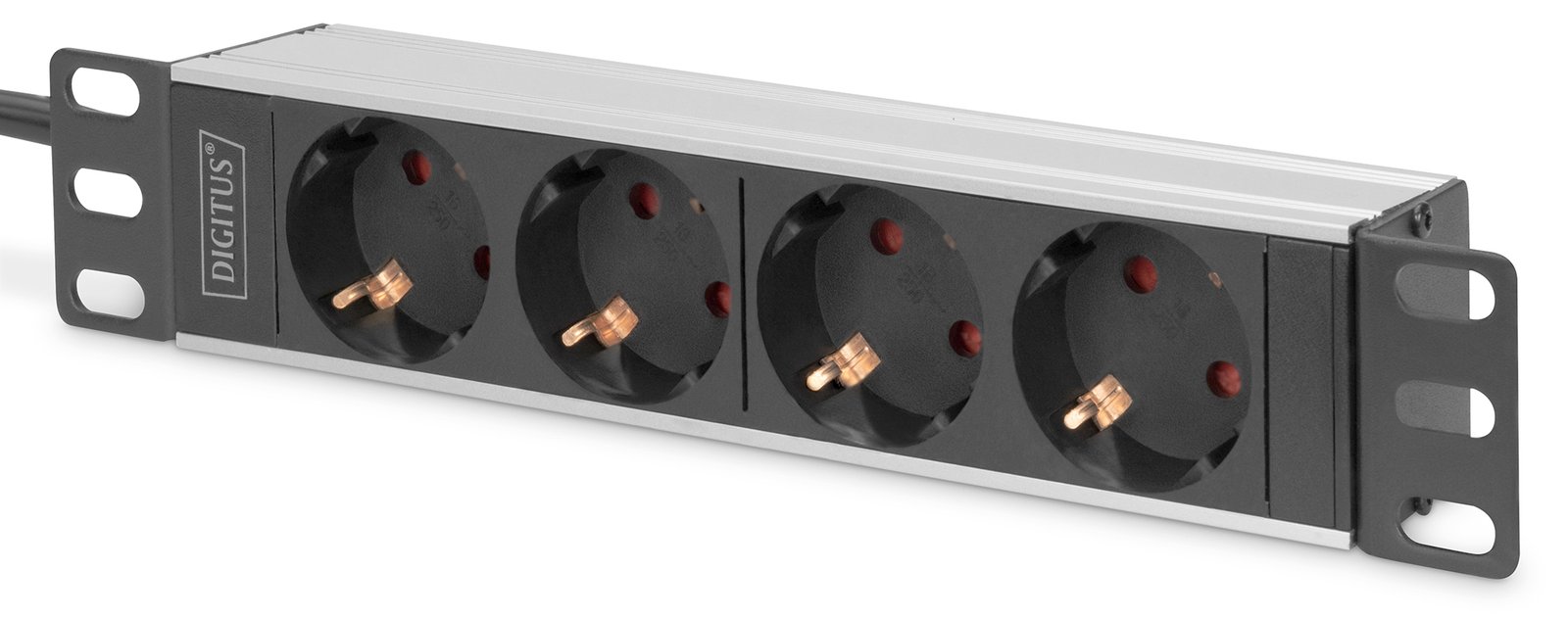 DIGITUS 10 Steckdosenleiste mit Aluminiumprofil, 4-fach Schutzkontaktsteckdose