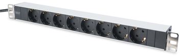 DIGITUS Steckdosenleiste mit Aluminiumprofil, 8-fach Schutzkontaktsteckdose, 2 m Zuleitung Schutzkontaktstecker von LumaTech