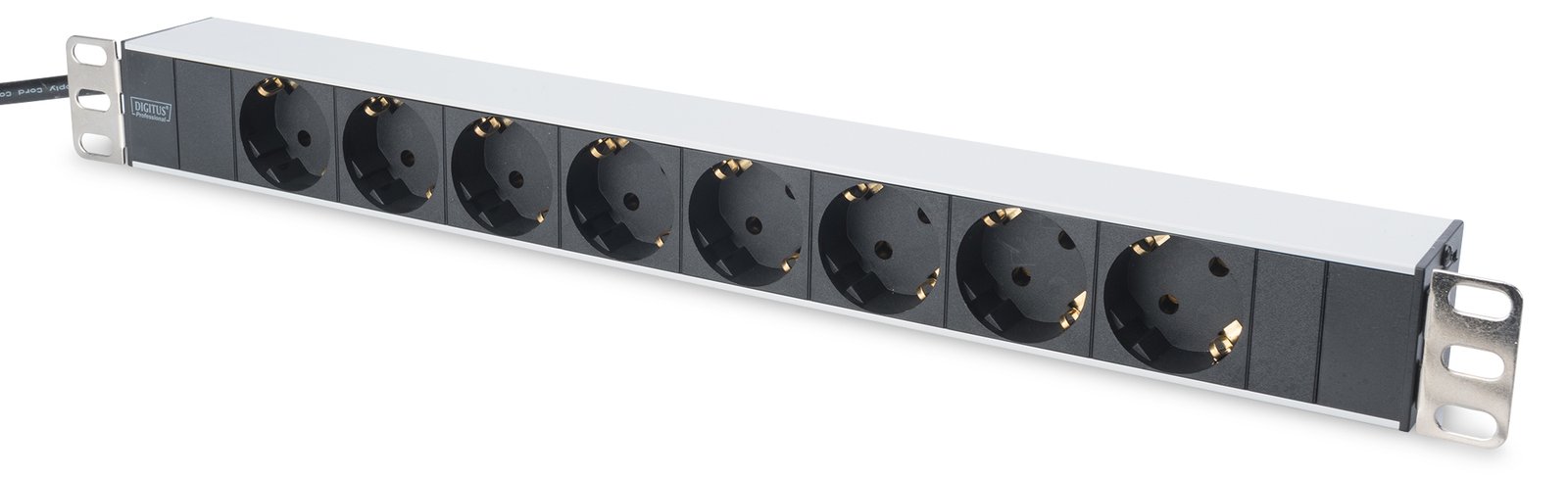 DIGITUS Steckdosenleiste mit Aluminiumprofil, 8-fach Schutzkontaktsteckdose, 2 m Zuleitung Schutzkontaktstecker von LumaTech