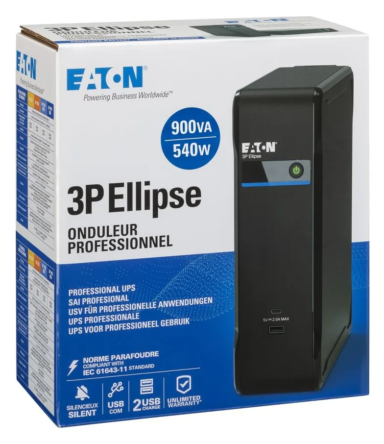 Eaton 3P Ellipse 900 USB DIN/IT - USV - Wechselstrom 220-240 V, Ansicht 2