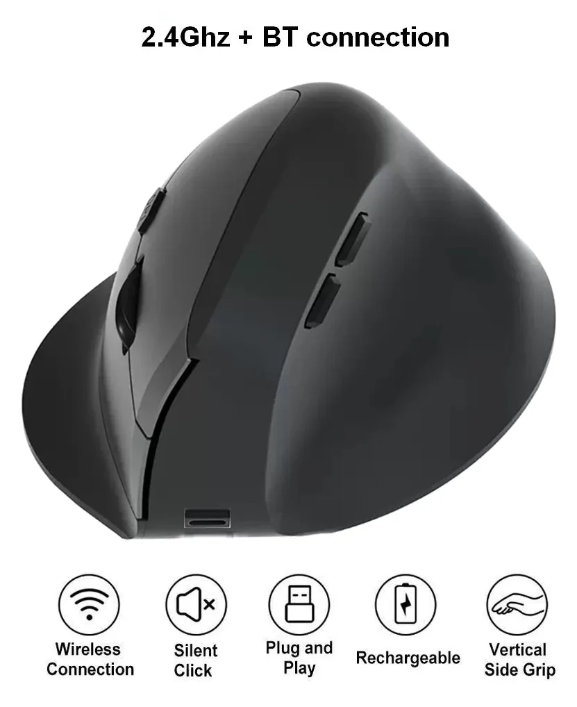 Equip Ergonomische Maus DM 2.4Ghz+BT 6Button Rechts schwarz, Ansicht 4
