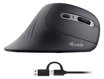 Equip Ergonomische Maus USB-A/-C Stker Rechts schwarz - Maus - 6 Tasten von LumaTech