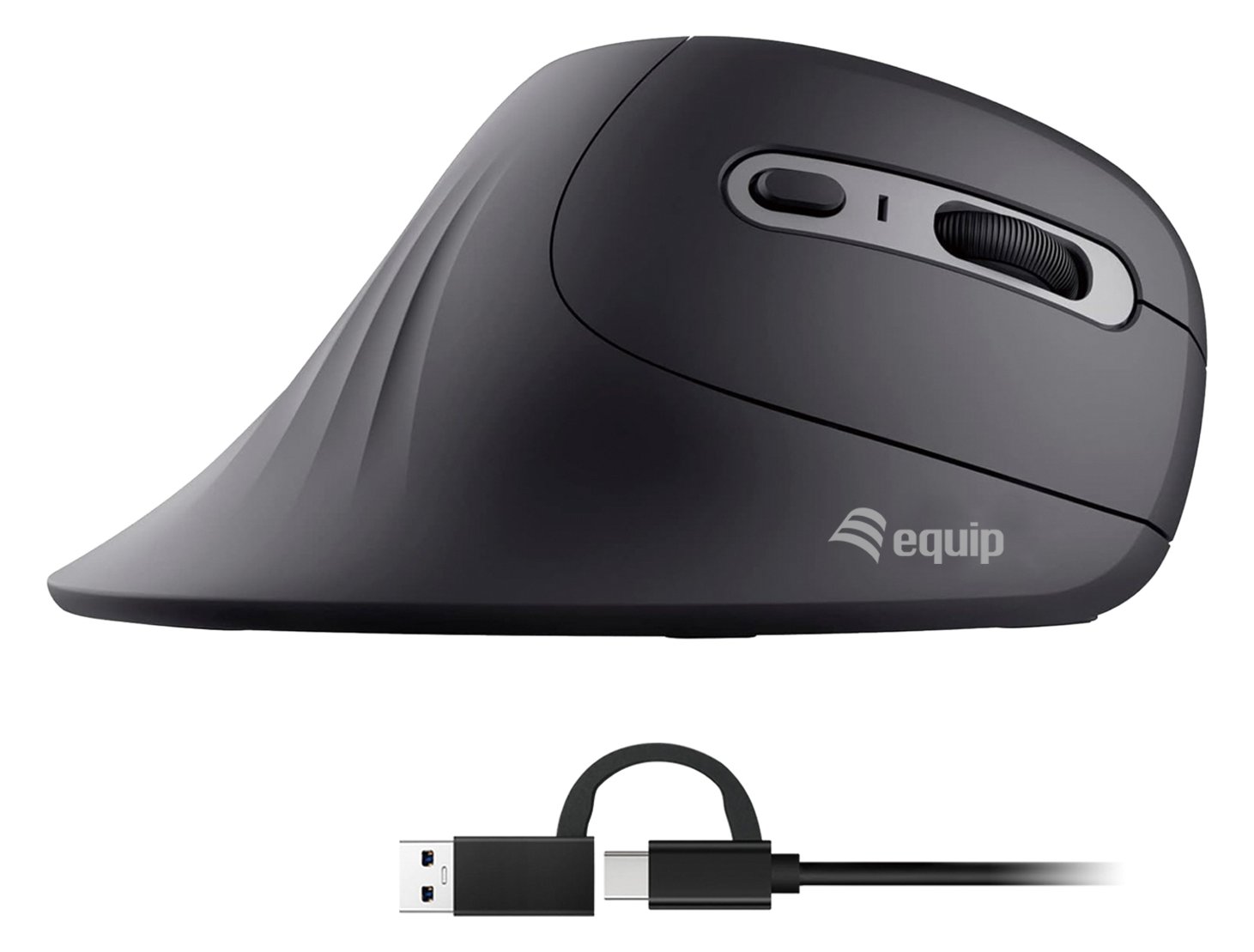 Equip Ergonomische Maus USB-A/-C Stker Rechts schwarz - Maus - 6 Tasten