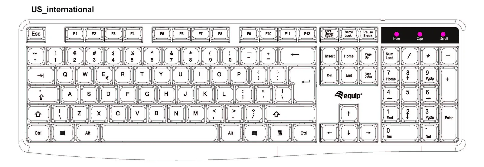 Equip Kabelgebundene USB Tastatur - Volle Größe (100%) - Kabelgebunden - USB -Schwarz - TL: US, QWERTY, Ansicht 4
